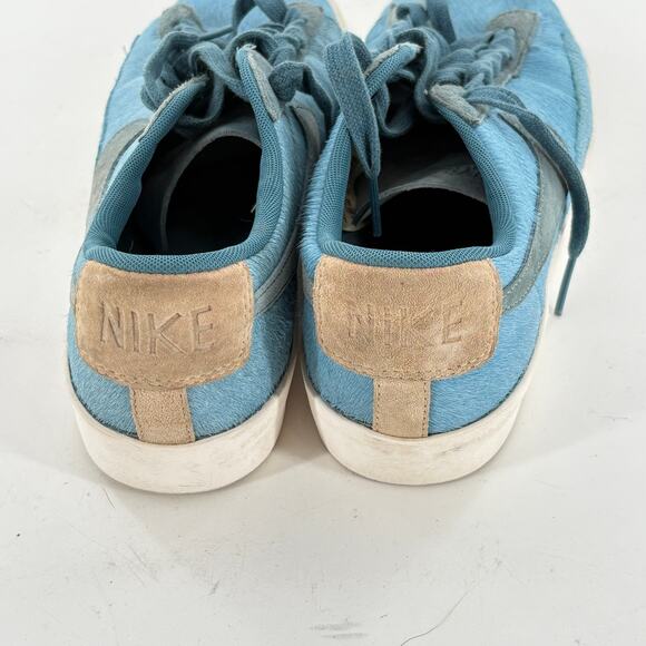Nike Womens Blazer Sneakers 8 Pony Hair Shadow Blue Mushroom Tan Suede - Picture 6 of 9